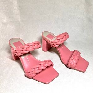 Dolce Vita Paily faux Leather Square open toe Pink Women Slide heel sandal 6.5M